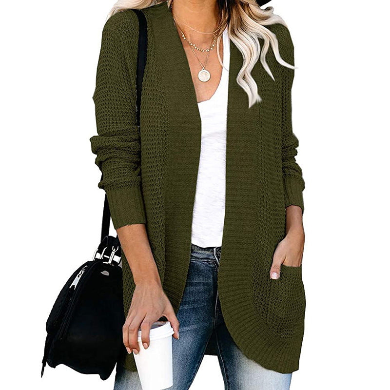 Women’s cardigan with open cut and side pockets