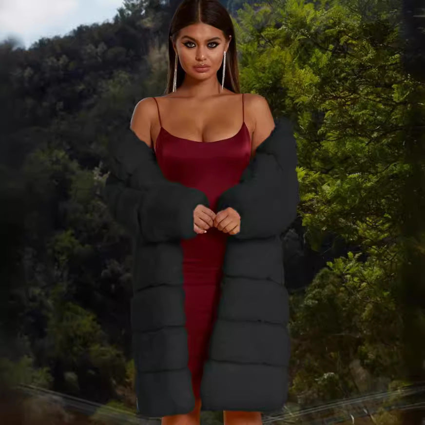 Ladies Elegant Faux Fur Jacket with Textured Surface and Generous Cut