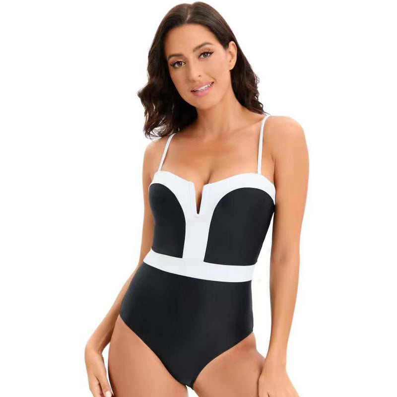 High-performance structured one-piece swimsuit for women