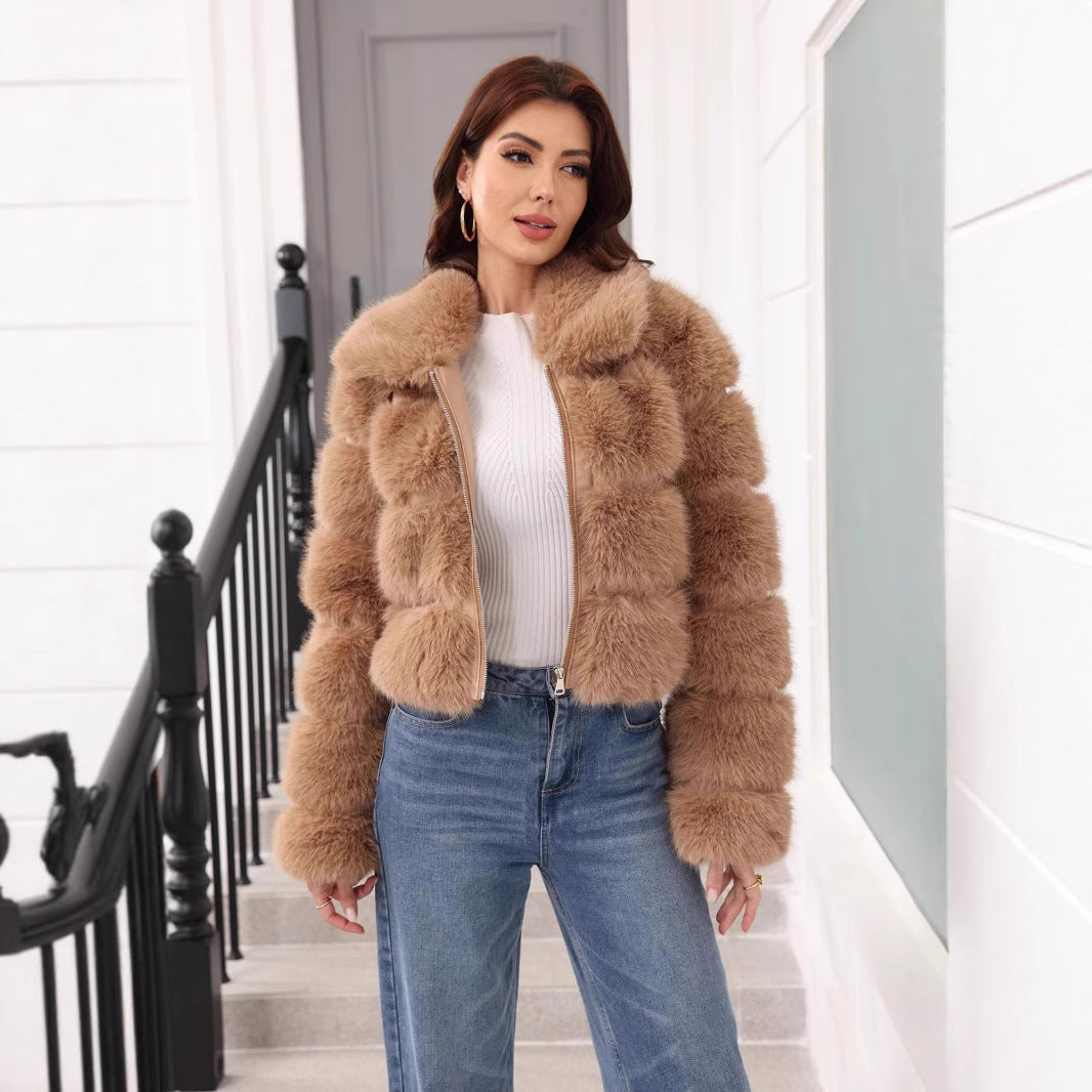 Ladies Fashion Faux Fur Winter Jacket