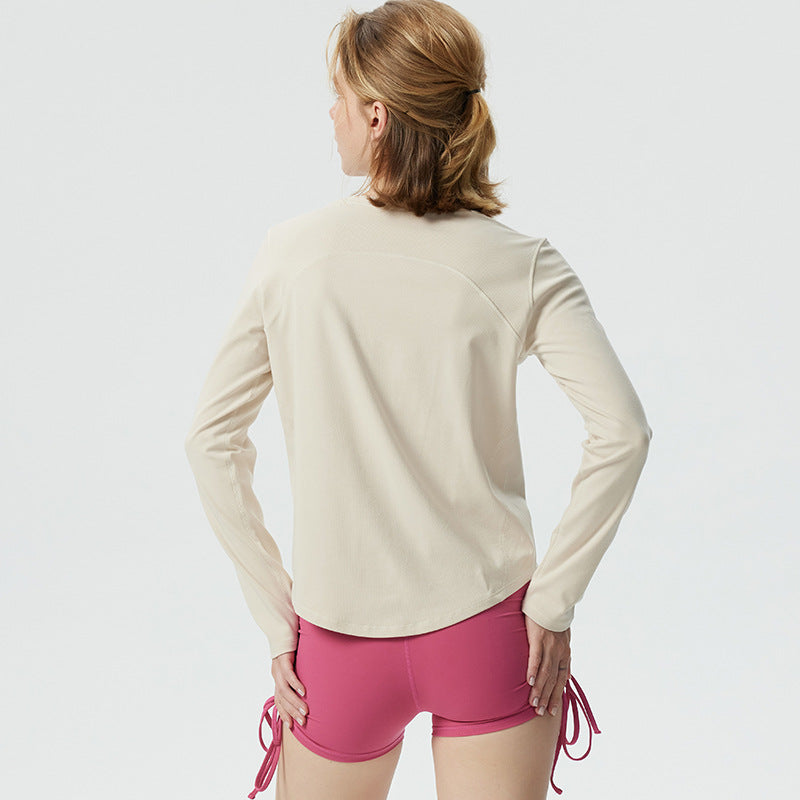 Women’s long-sleeve shirt with round cutout and soft fabric