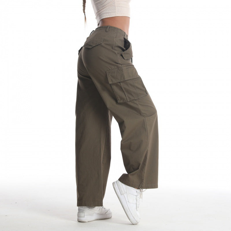 Ladies Casual Cargo Pants with Wide Cut and Numerous Pockets