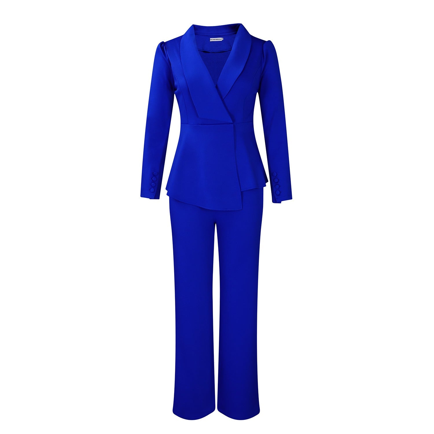 Women's suit with elegant blazer and wide pant leg