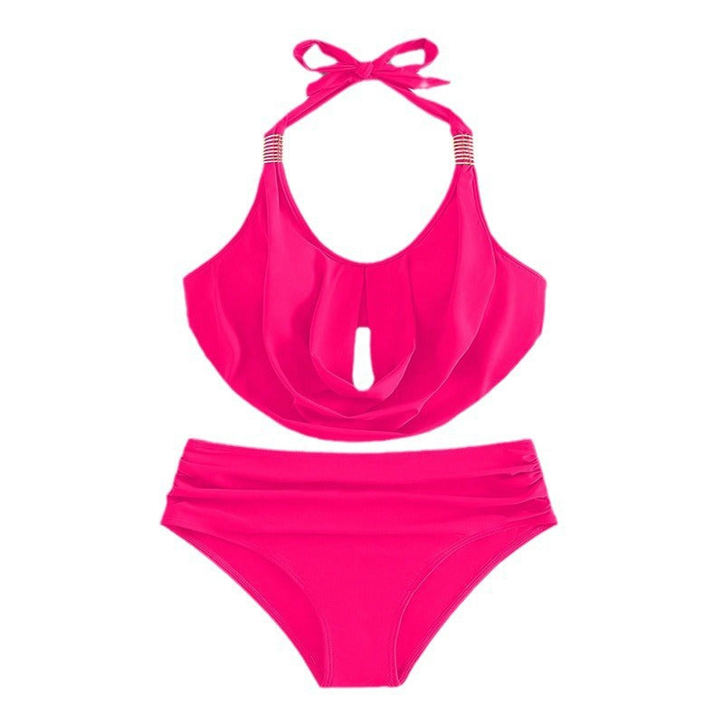 Women Halter-neck gathered one-piece swimsuit