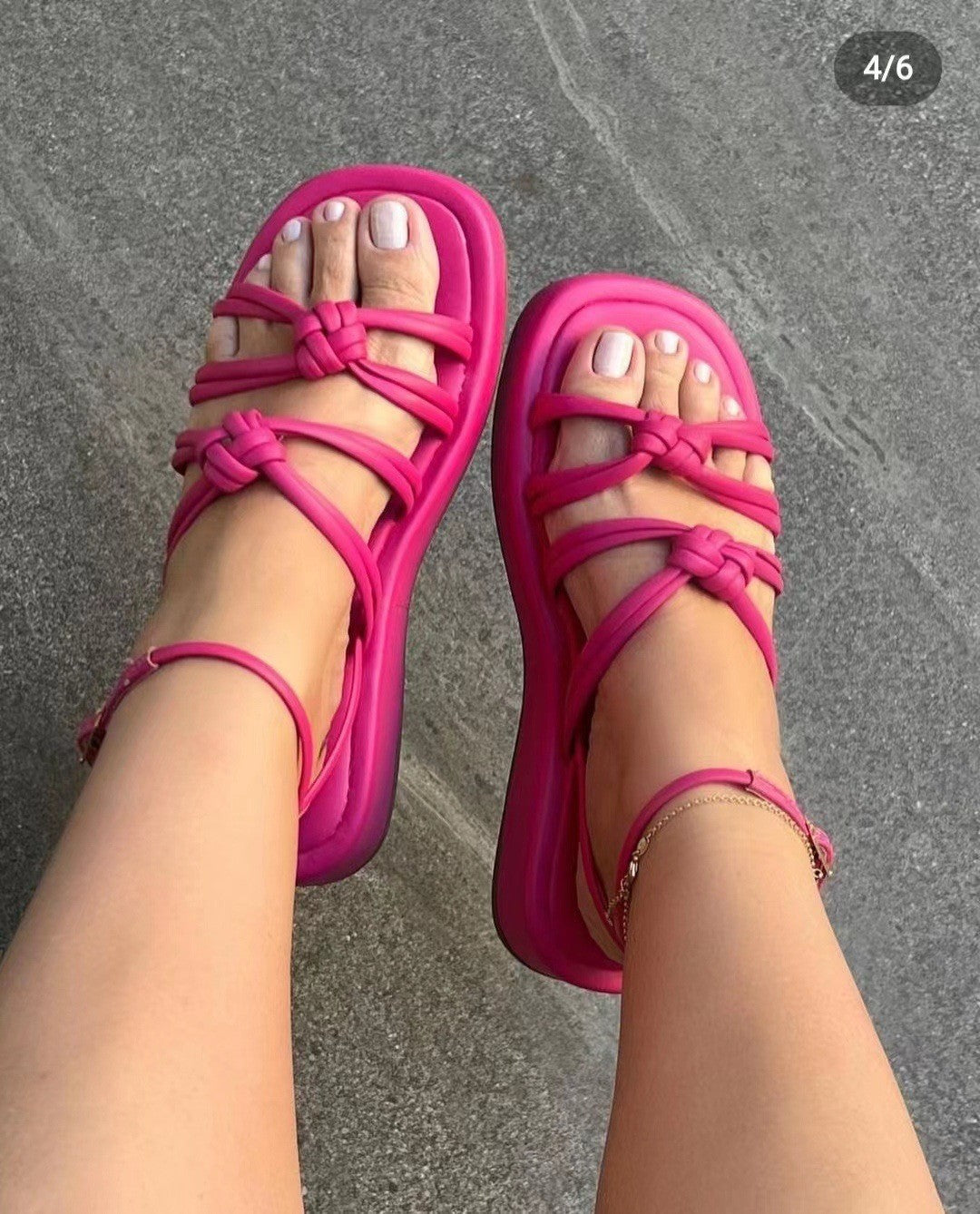 Women's sandals with innovative knot design and non-slip sole