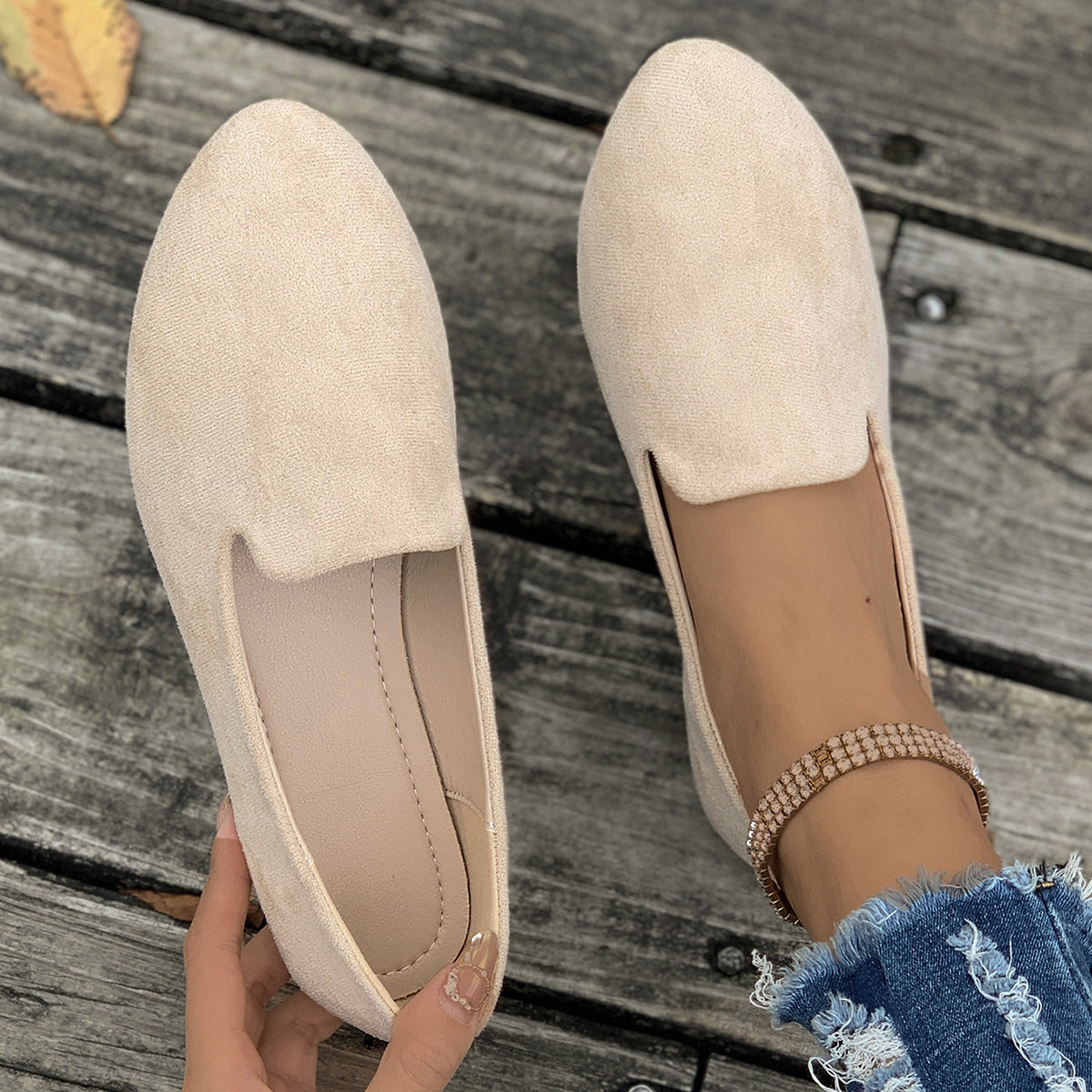 Ladies comfortable slippers in elegant design with soft surface texture