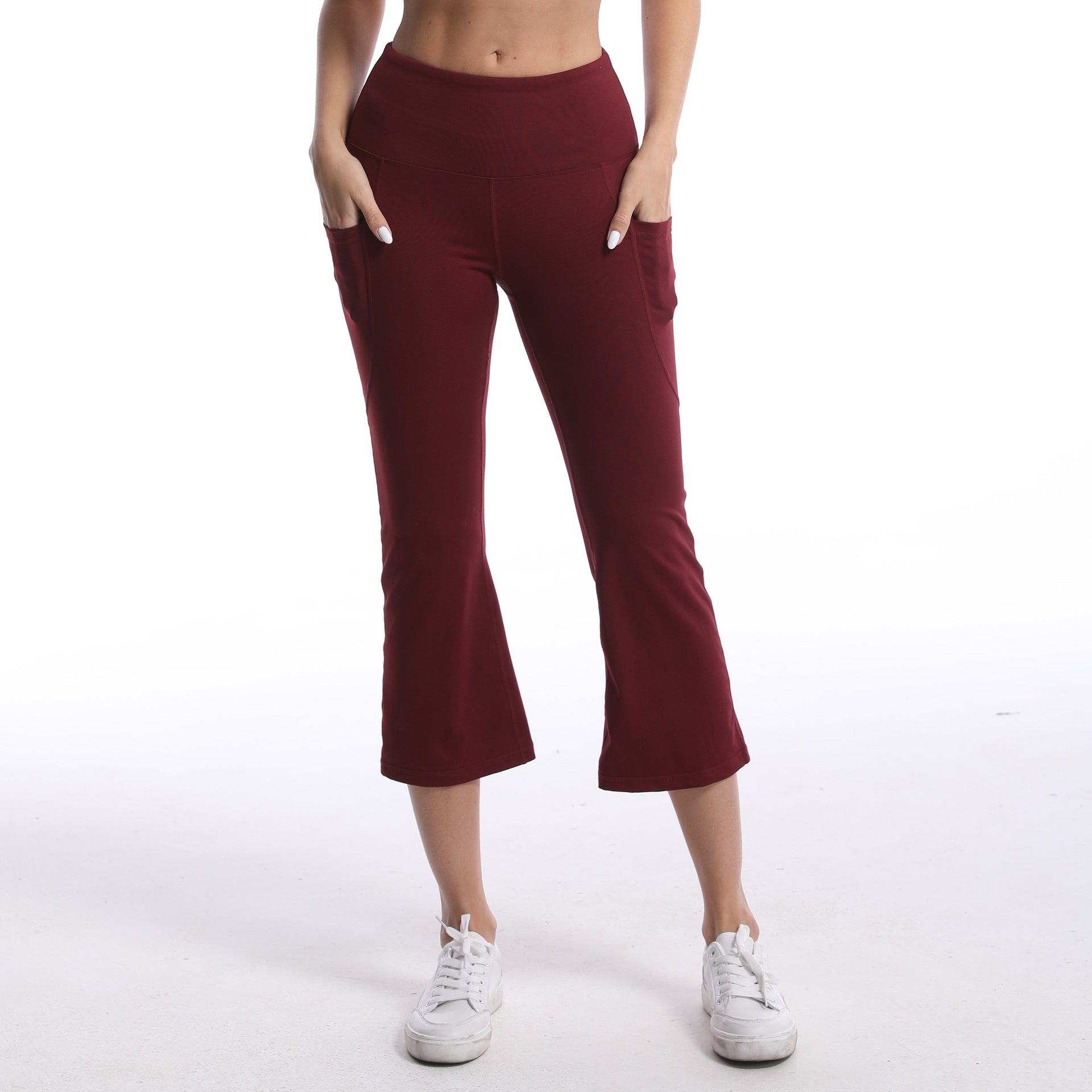 Ladies Flared Yoga Pants with High Waist and Practical Side Pockets