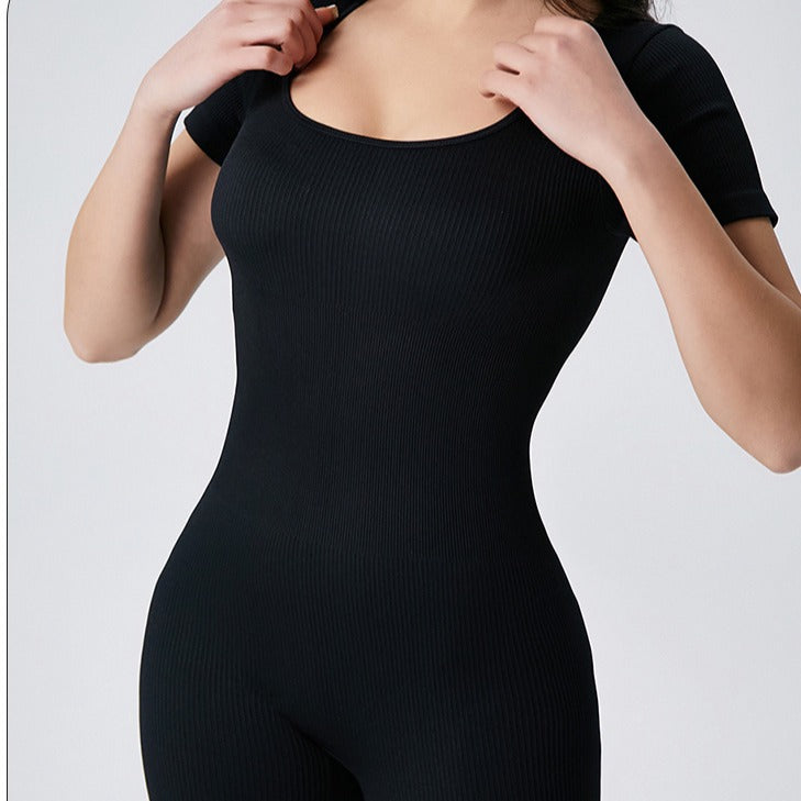 Ladies sporty jumpsuit with short sleeves and high comfort