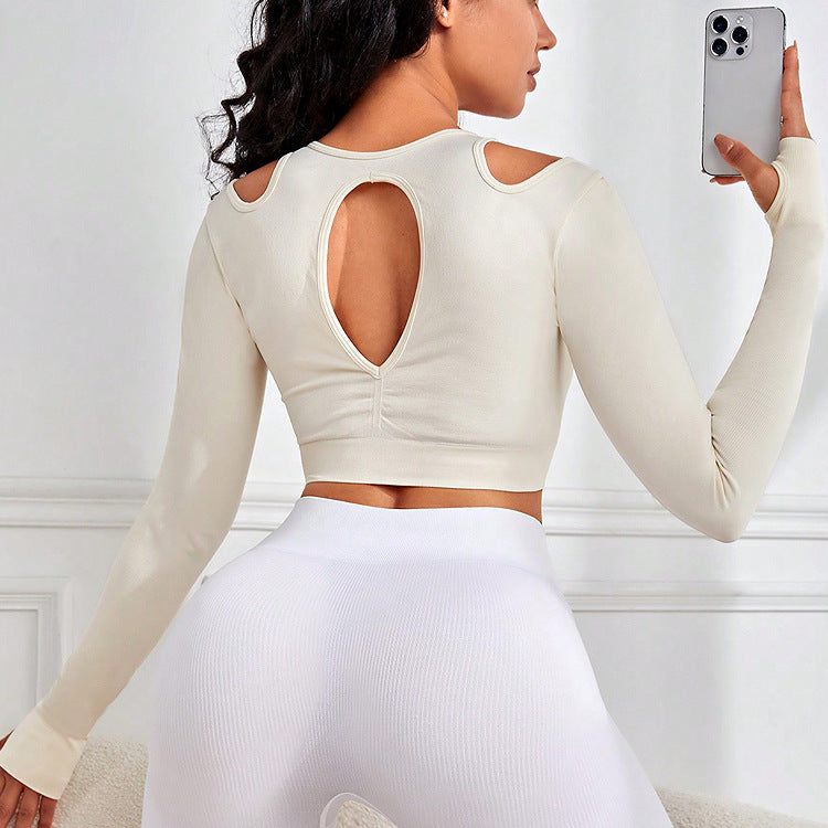 Women's Open-Shoulder Long Sleeve Crop Top