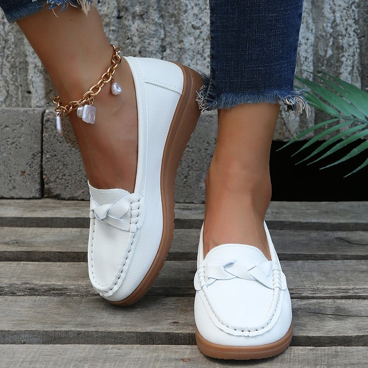 Ladies' Moccasins With Stylish Bow Appliqué and Non-slip Sole W&w