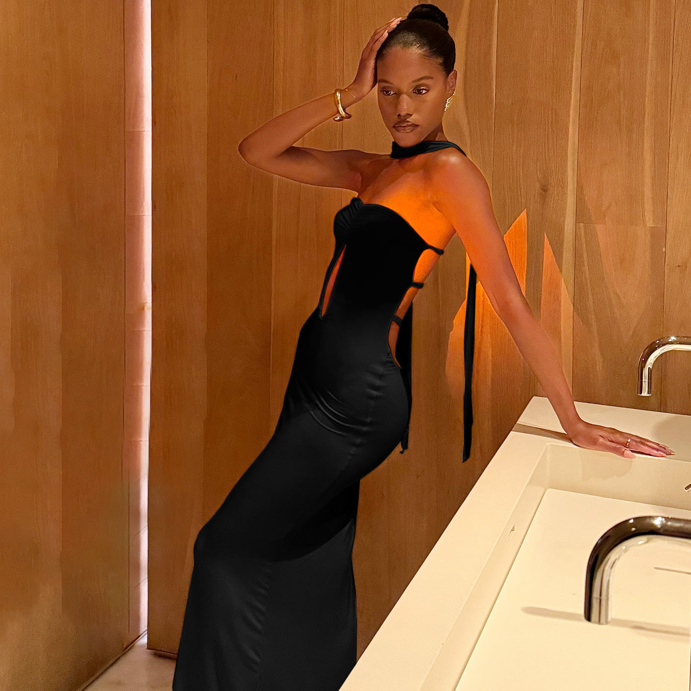 Women's Elegant Bodycon Jumpsuit with Cut-Out Details