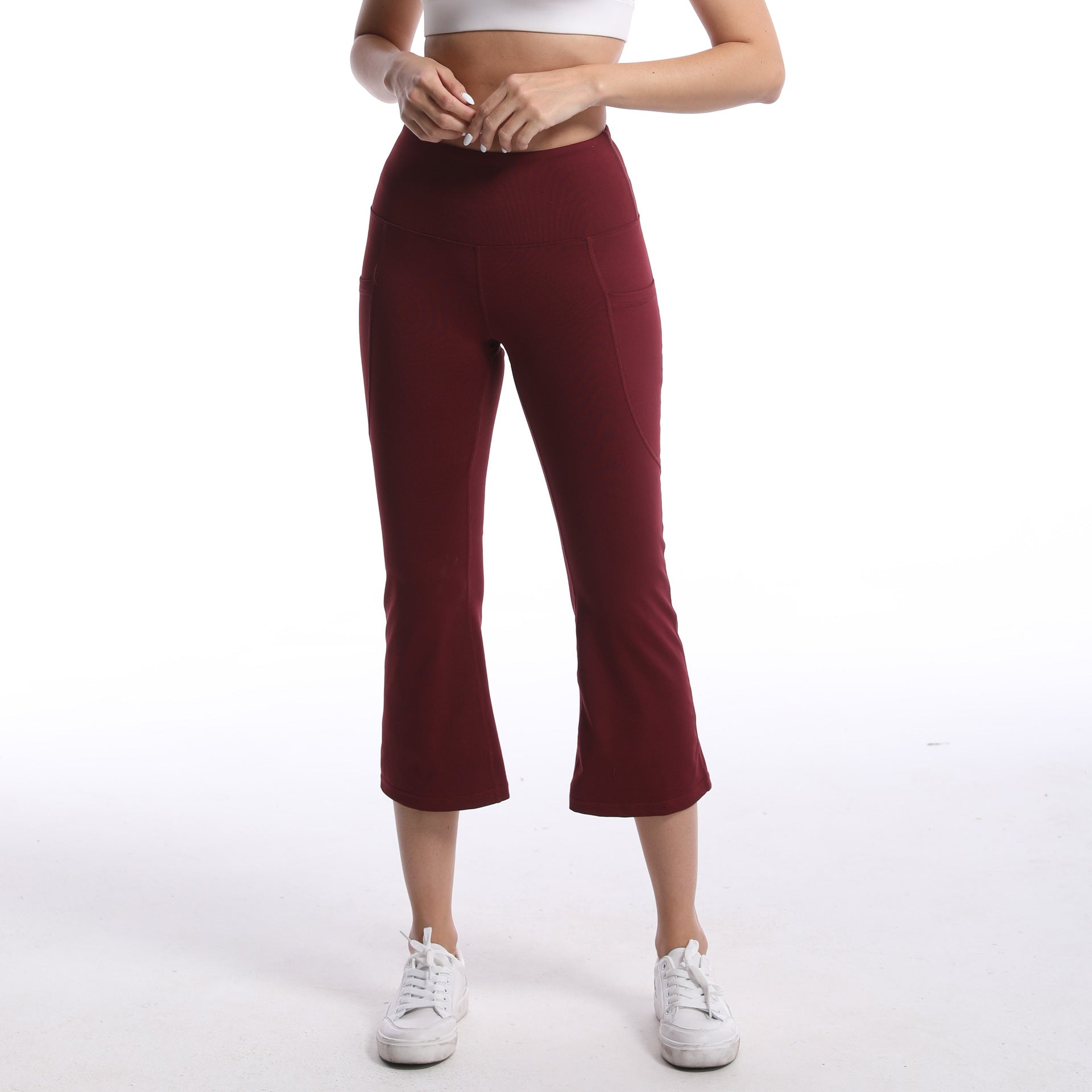 Ladies Flared Yoga Pants with High Waist and Practical Side Pockets