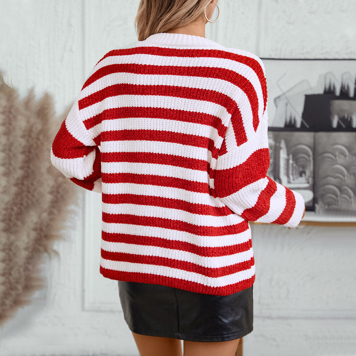 Women's casual striped pullover with soft textured knit