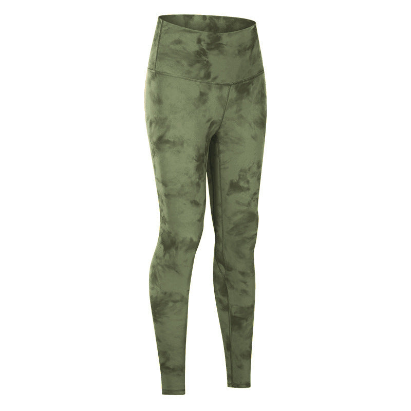 Women's sports leggings with high waistband and stylish batik design