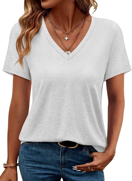 Women's V-Neck T-Shirt made of soft single jersey