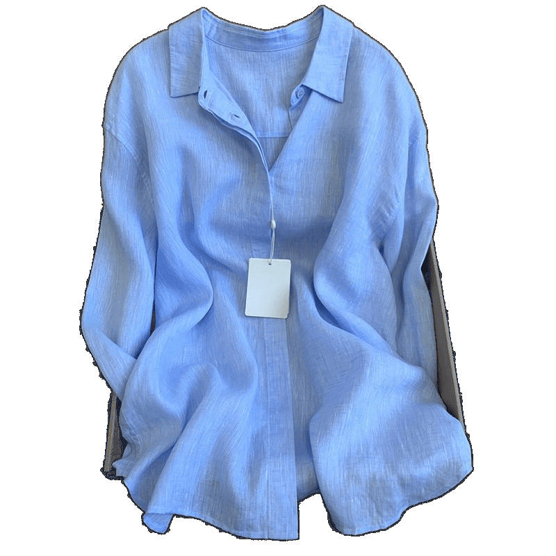 Women's Light Blouse Made of Breathable Linen with Casual Cut