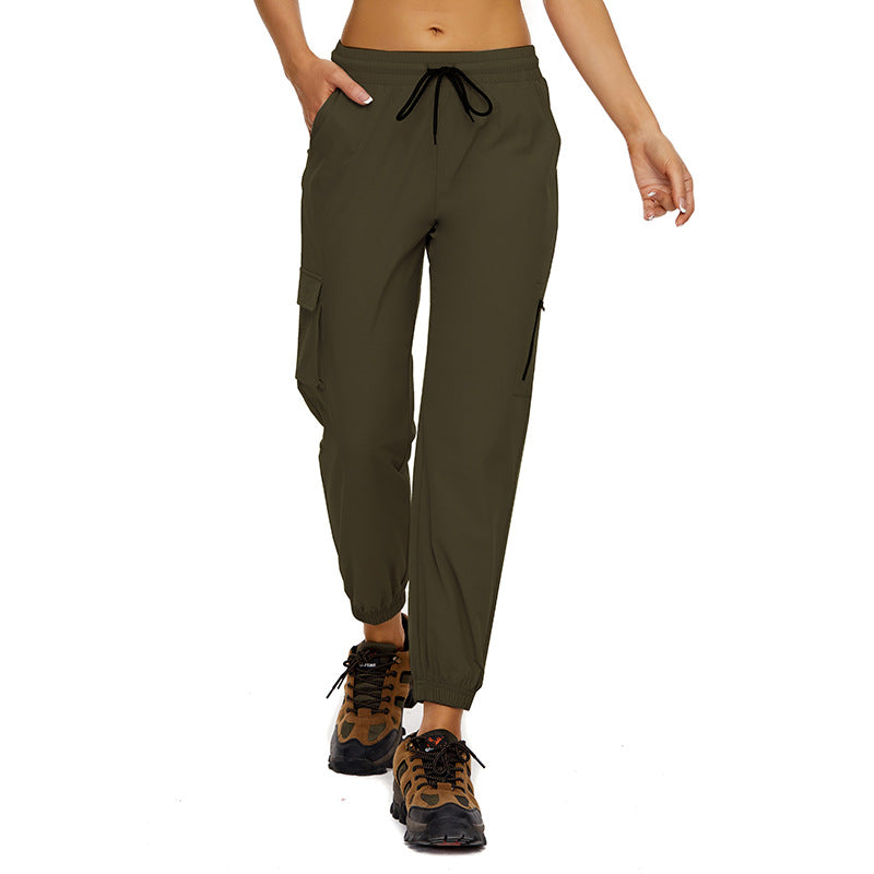 Women's cargo pants with elastic waistband and practical pockets