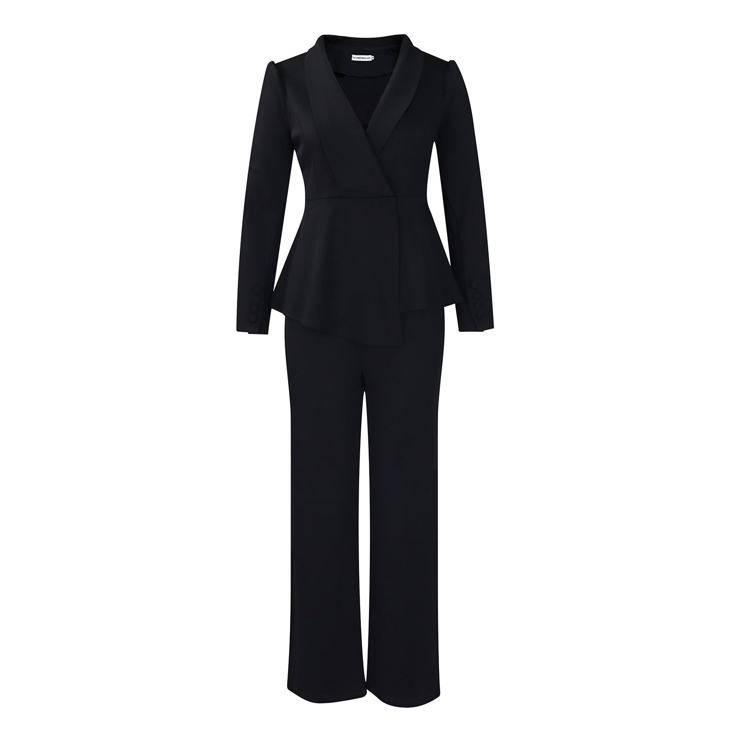 Women's suit with elegant blazer and wide pant leg
