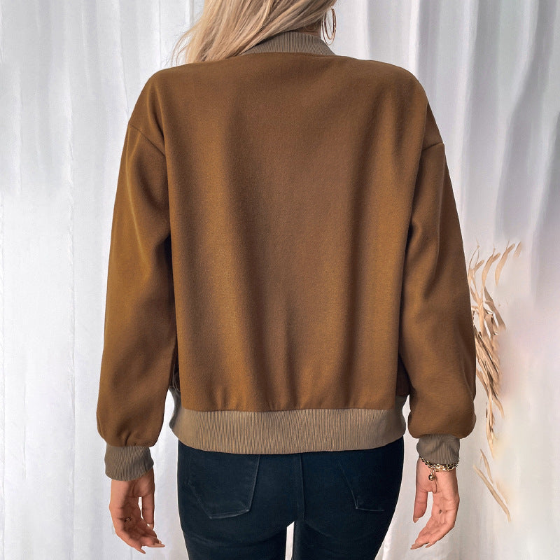 Women's sporty bomber jacket with classic press button elements and side pockets
