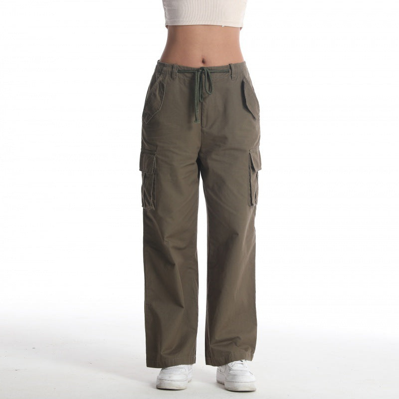 Ladies Casual Cargo Pants with Wide Cut and Numerous Pockets