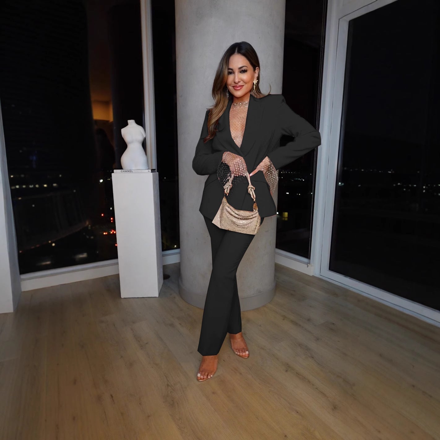 Women Elegant Blazer and Pantsuit with Chic Cut