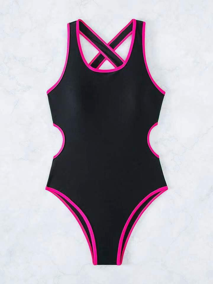 Women Sporty Cut-Out One-Piece Swimsuit