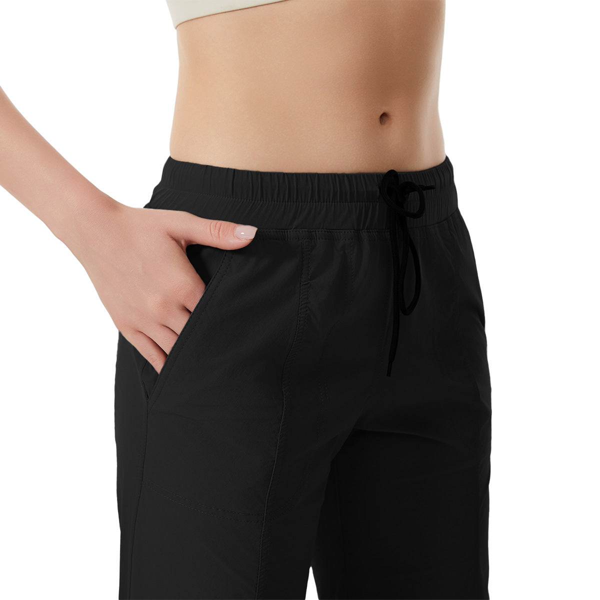 Women's Casual Wide-Cut Pants with Elastic Waistband and Practical Pockets