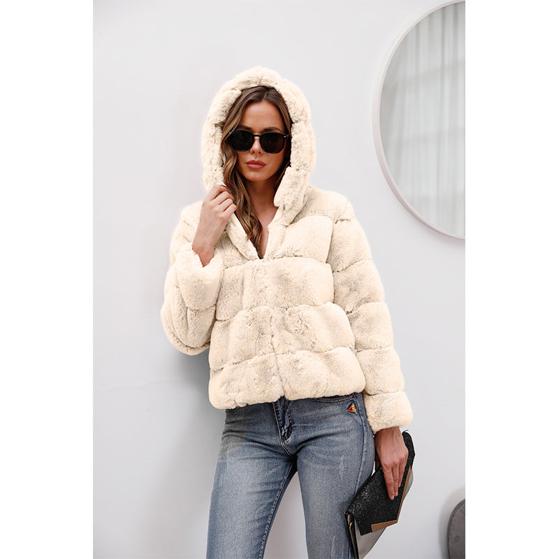 Ladies soft fleece jacket with hood