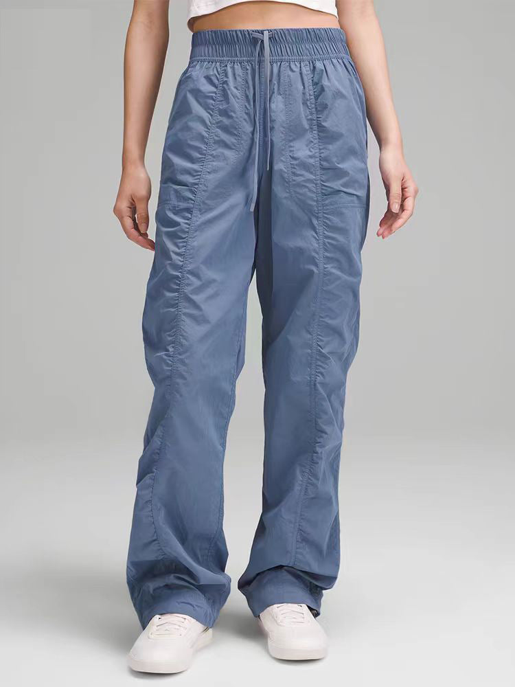 Women's sporty leisure pants with elastic waistband and side pockets