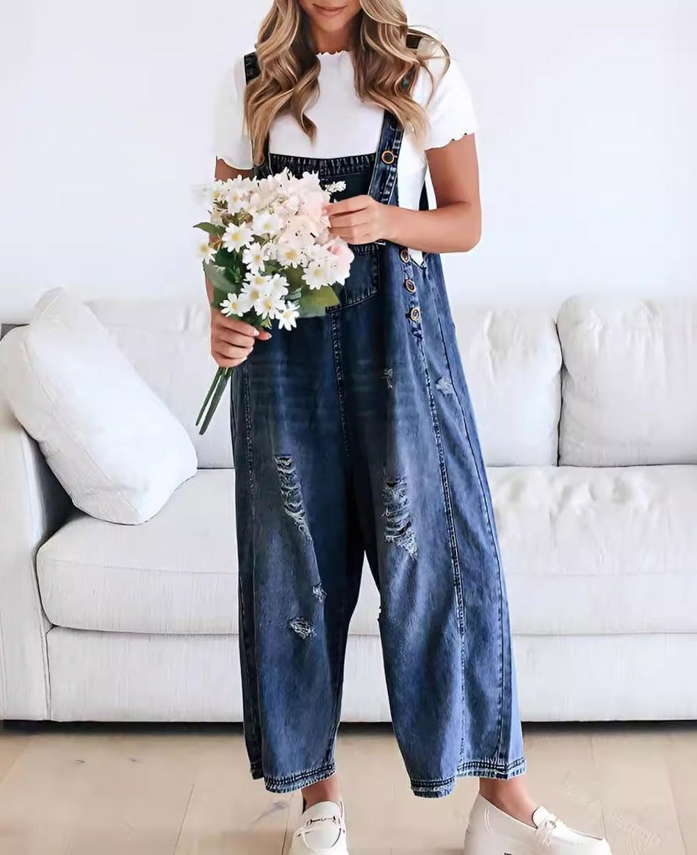 Women's Relaxed Fit Denim Dungarees