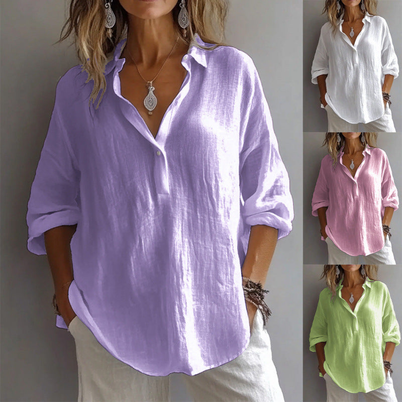 Women casual linen blouse