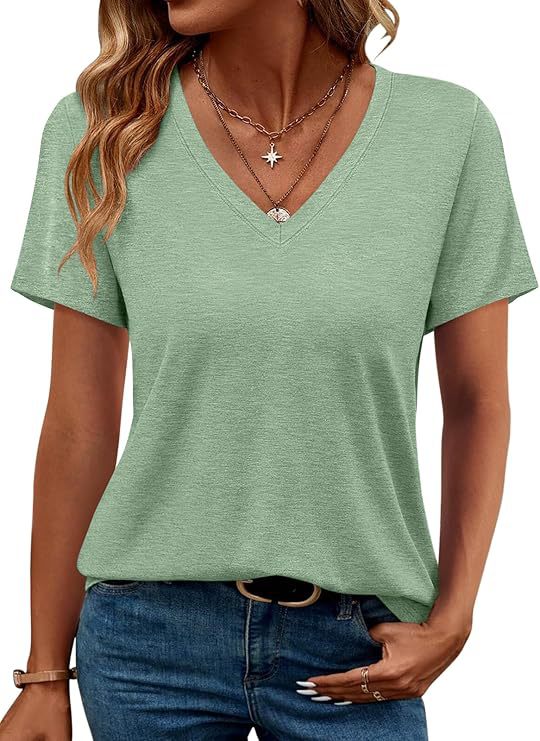 Women's V-Neck T-Shirt made of soft single jersey