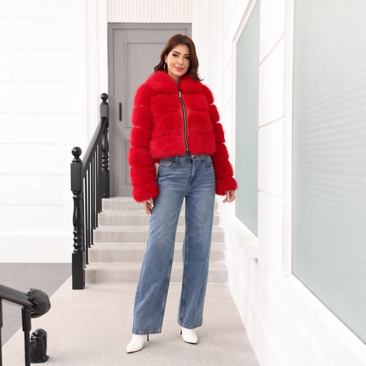 Ladies Fashion Faux Fur Winter Jacket