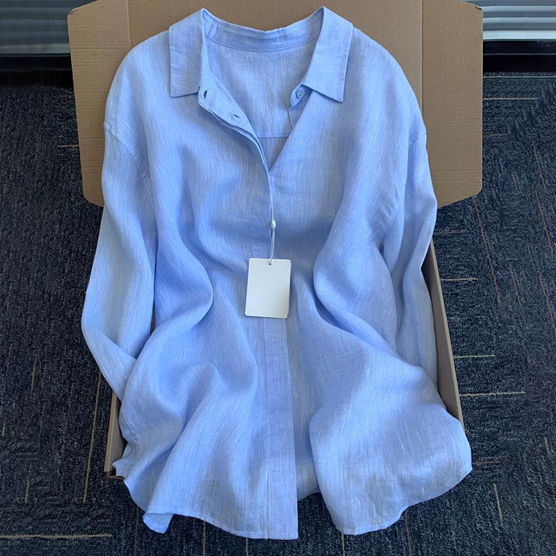 Women's Light Blouse Made of Breathable Linen with Casual Cut