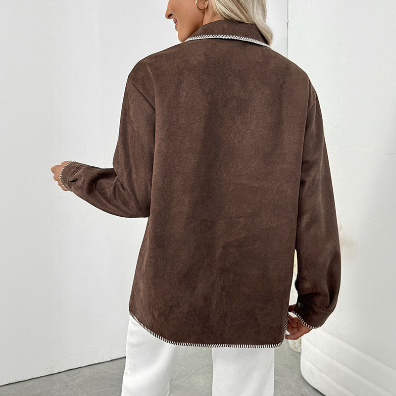 Women's casual overshirt jacket with contrasting seams