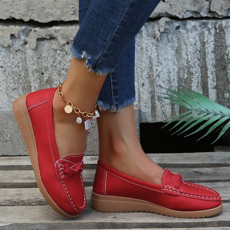 Ladies' Moccasins With Stylish Bow Appliqué and Non-slip Sole W&w