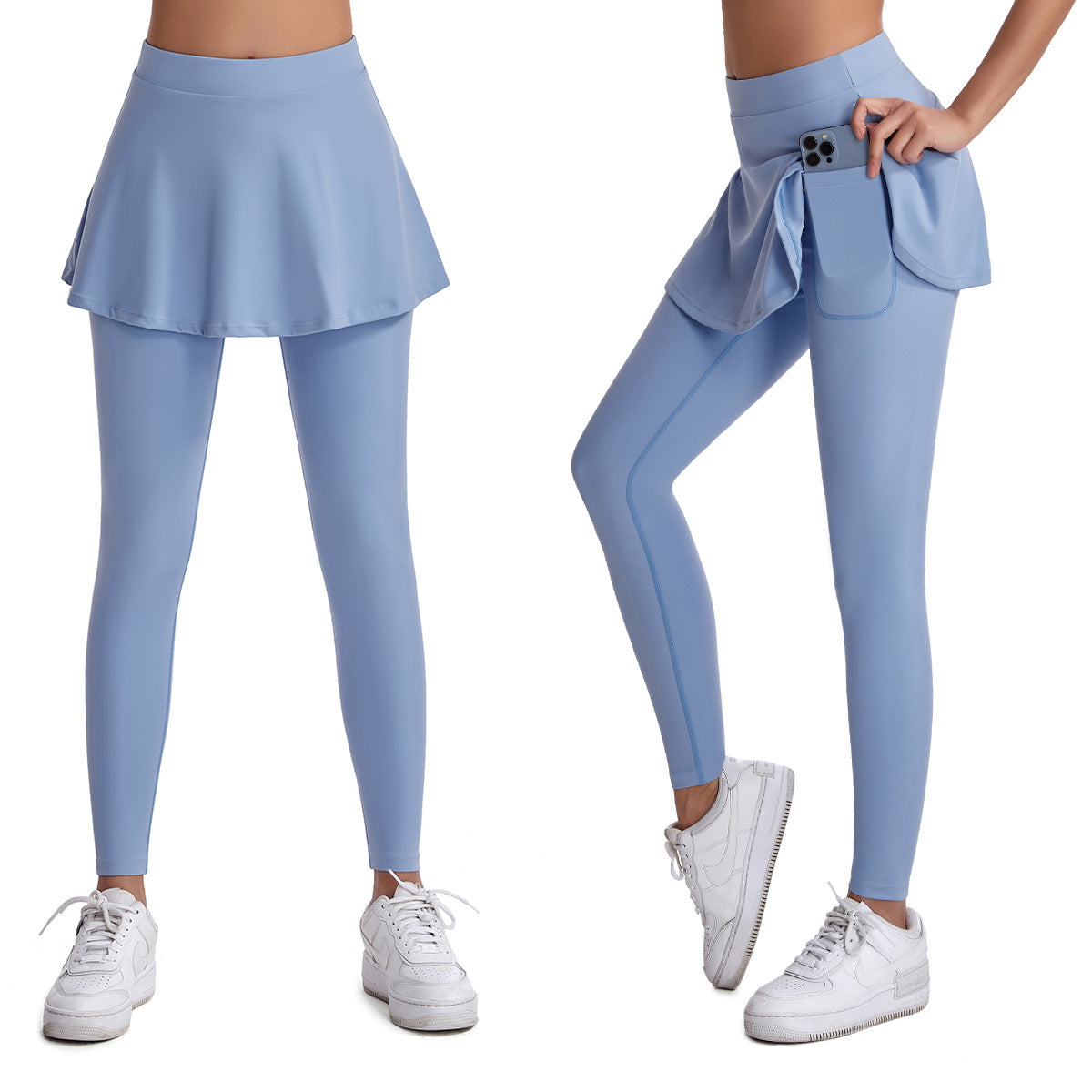 Women’s sports skirt with integrated leggings and practical side pockets