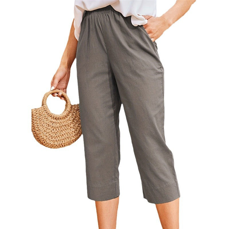 Women's Comfortable Linen Pants With Elastic Waist W&w