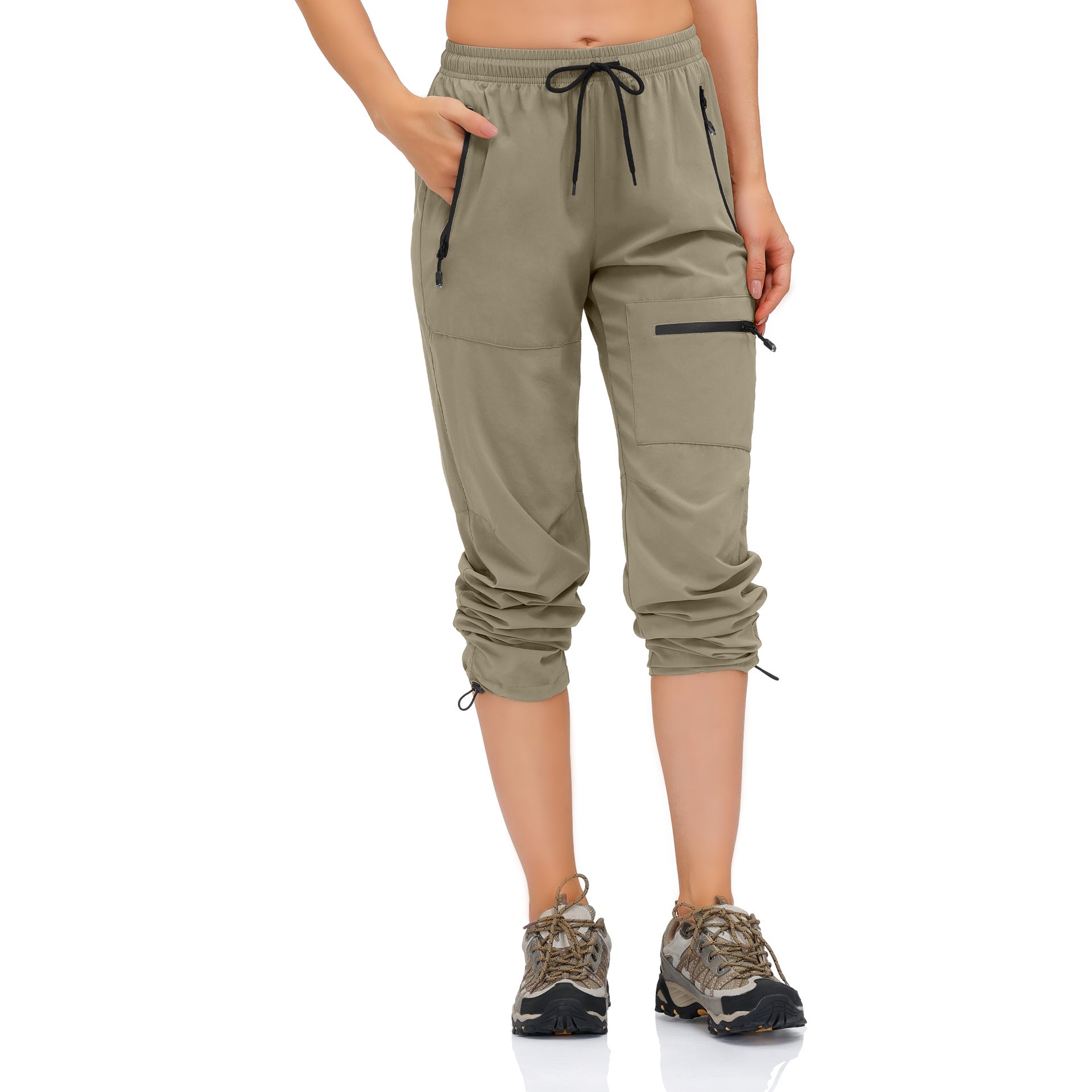 Women's multifunctional sports pants with practical pockets and elastic waistband