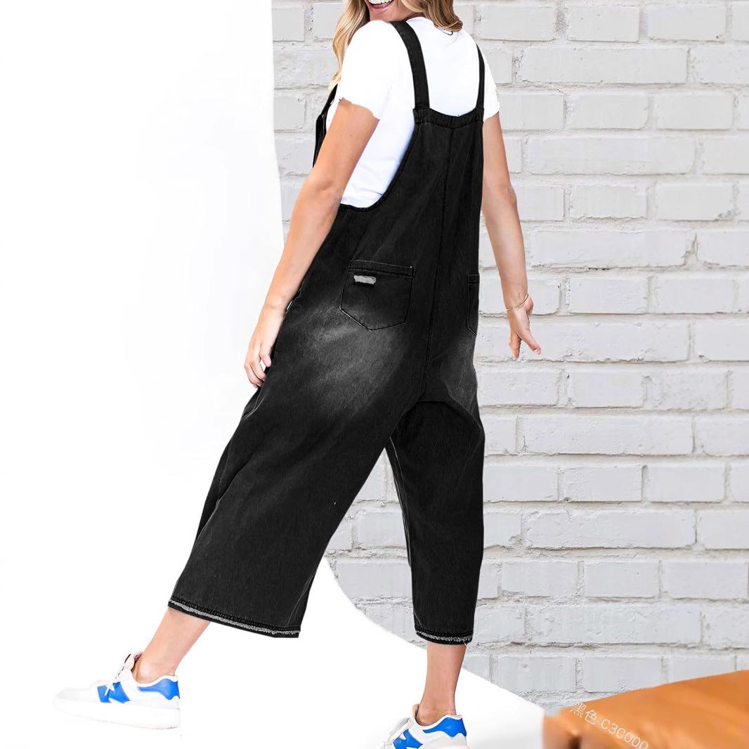 Women's Relaxed Fit Denim Dungarees