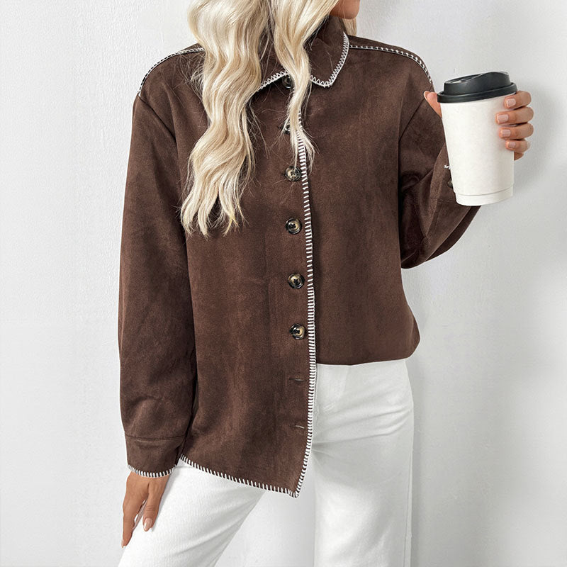 Women's casual overshirt jacket with contrasting seams
