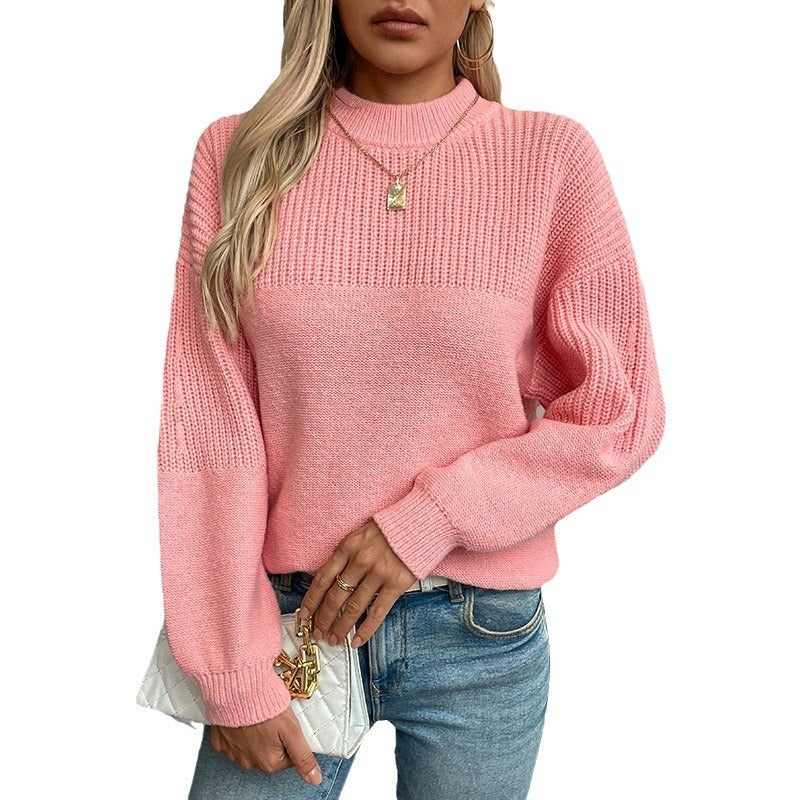 Women's casual pullover with high collar and modern textured knit