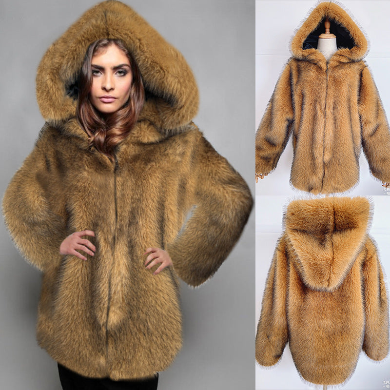 Ladies Luxury Faux Fur Coat