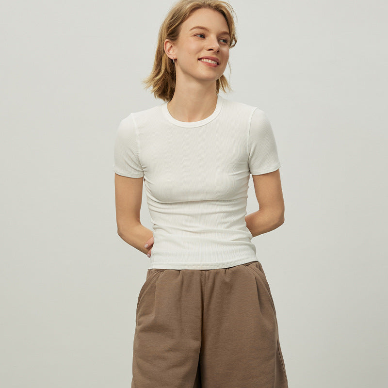 Women's Short Sleeve T-Shirt with Textured Design