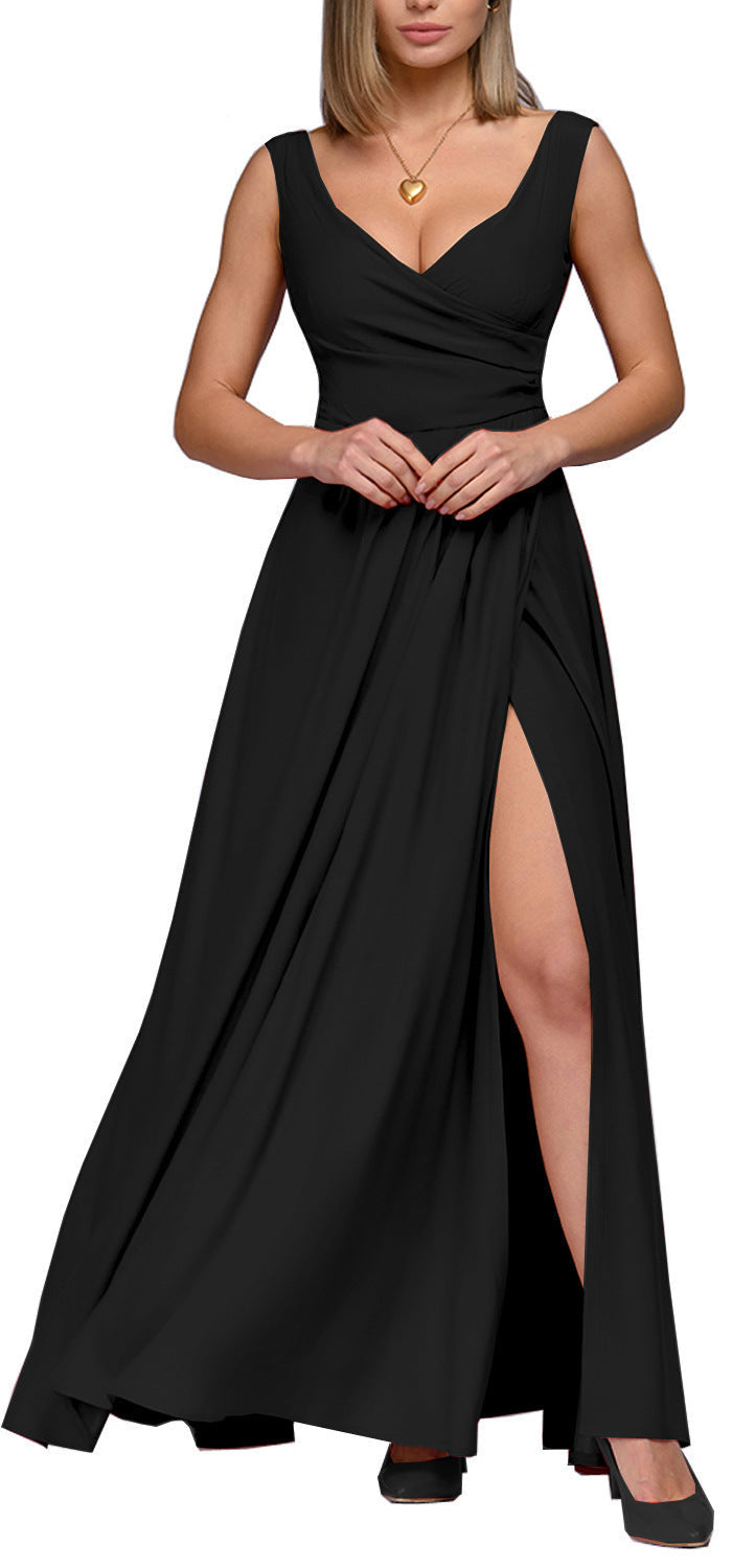 Women's elegant maxi dress with side slit