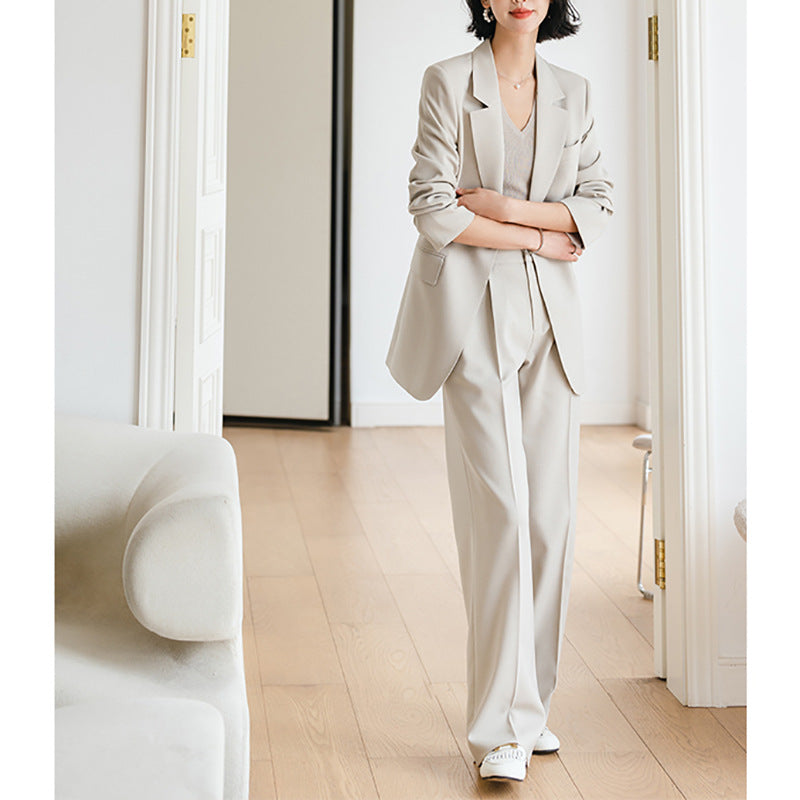 Women tailored blazer and wide-leg pants set
