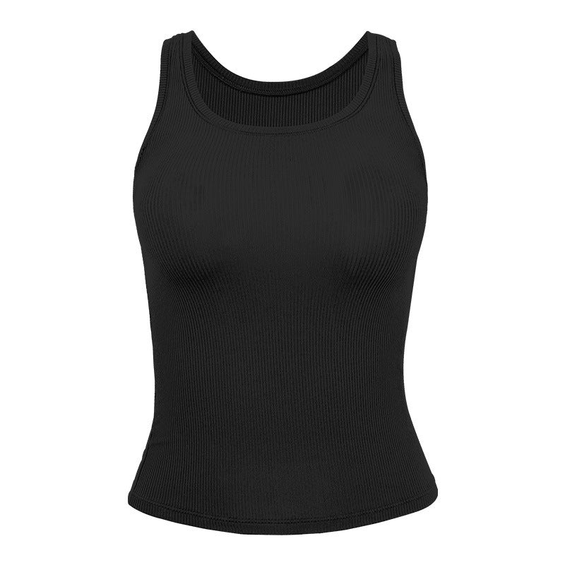Women's form-fitting ribbed top with breathable mesh structure