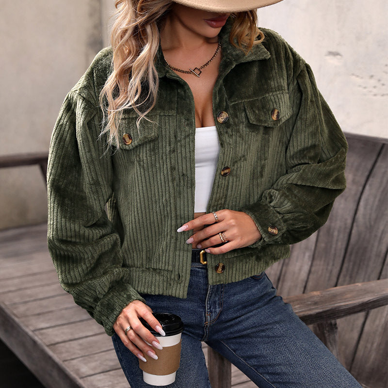 Women's cord jacket in a casual cut with two breast pockets and fashionable button placket