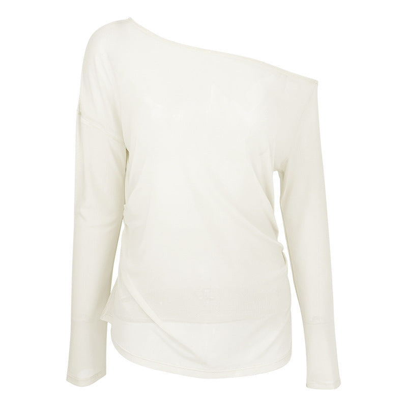 Women's casual asymmetric long sleeve shirt made of breathable and lightweight material