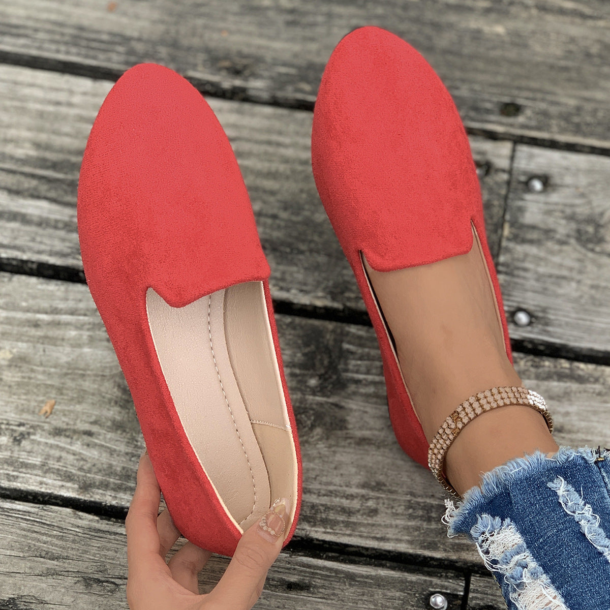 Ladies comfortable slippers in elegant design with soft surface texture